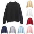 thumbnail image 1 of Hilzaten Womens Casual Sweatshirt Fleece Winter Long Sleeve Solid Color Loose Comfort Mock Neck Womens Sport Top, 1 of 4