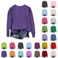 thumbnail image 1 of Hilzaten Womens Crew Neck Sweatshirt Long Sleeve Loose Casual Sport Hoodless Comfort Solid Color Womens Winter Top, 1 of 8
