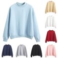 thumbnail image 1 of Hilzaten Womens Fleece Sweatshirt Winter Casual Solid Color Loose Long Sleeve Comfort Mock Neck Sport Top for Women, 1 of 4