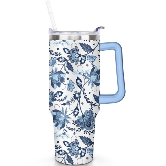 Him Her Gifts 40oz Boho Tumblers with Lids Straws Vacuum Insulated Bohemia Tumbler with Handle Flip Straw Lid Leak Proof