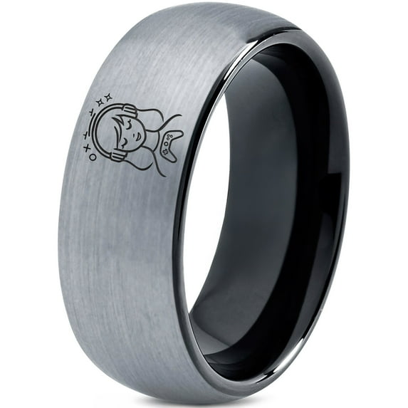 Custom Tungsten Ring Grey Gamer New Dad Gift Best Gifts Satin Mom Men Gay Set 70S 8mm Man