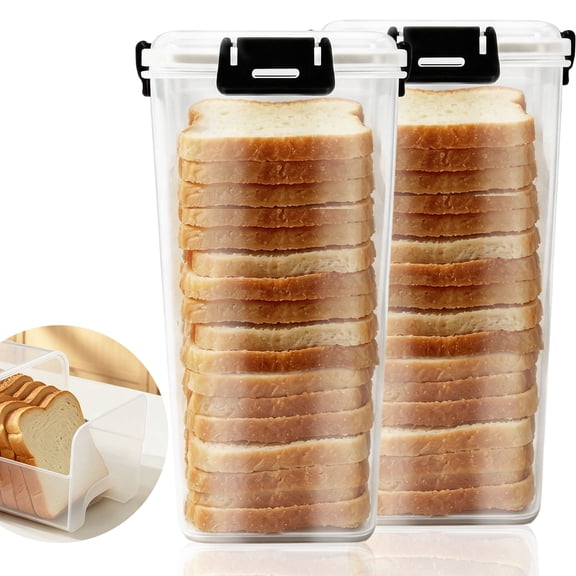Hima Shilajatun Bread Storage Container, Airtight Bread Box with Pull-Out Drawer, 2 Pack