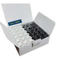 HimaPro 144 Black and White Prewound Bobbins for Sewing and Embroidery Machines Type L (SA155) Plastic sided - 50 Weight