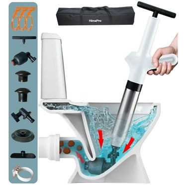 HimaPro High Pressure Toilet Plunger Air Drain Blaster Kit(White) - Unclog Toilets, Kitchen Sinks, Shower Drains, and Pipes with Ease