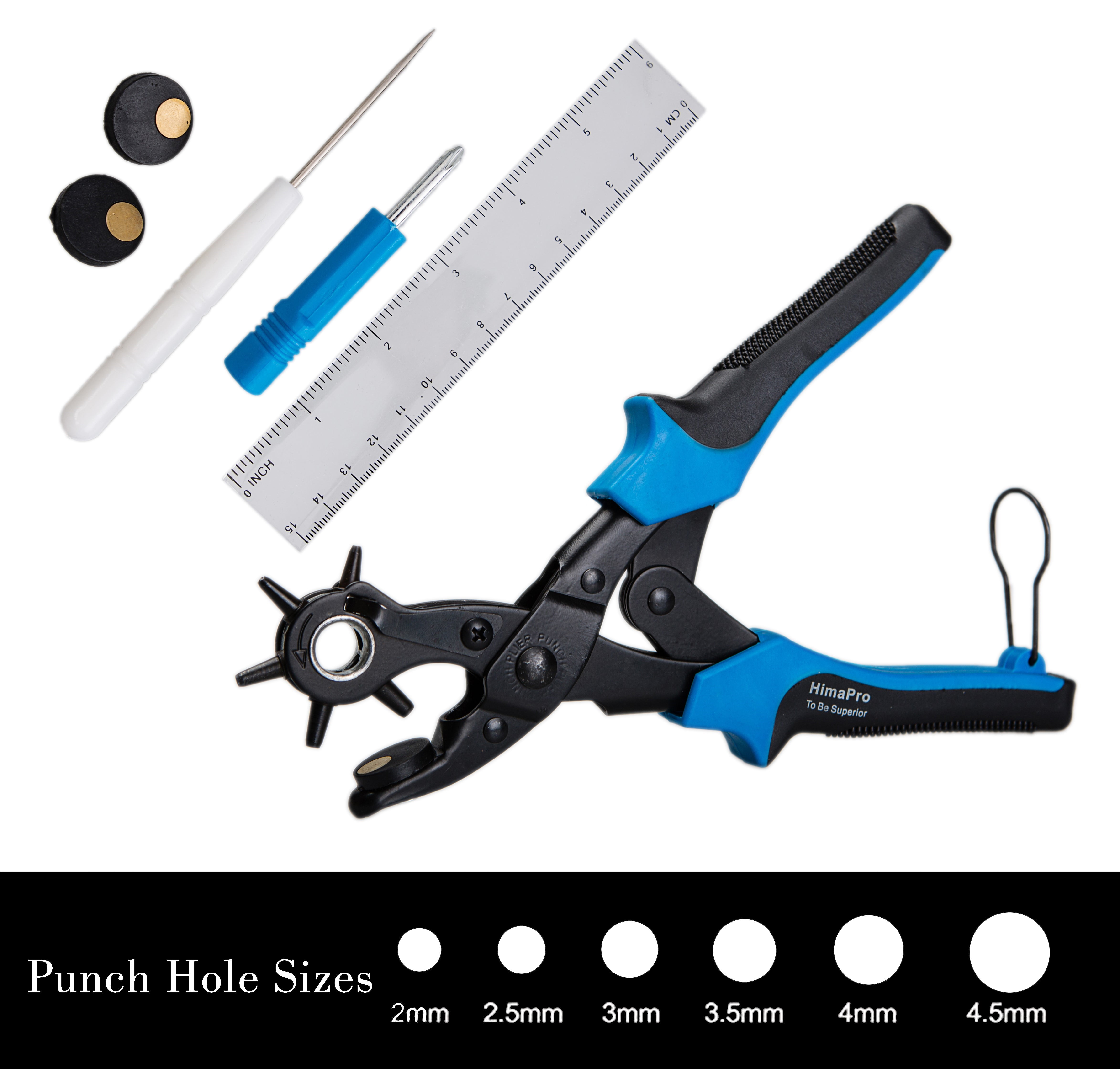 UNCO- Leather Hole Punch Tool, Multi Hole Sizes, Belt Hole Puncher, Leather  Punch Tool, Leather Hole Punch for Belts, Leather Hole Puncher
