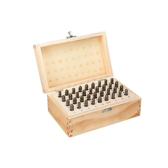 HimaPro Letter and Number Stamp Set in a Wooden Case 36PCs 40Cr Alloy Steel (3mm 1/8 inch)