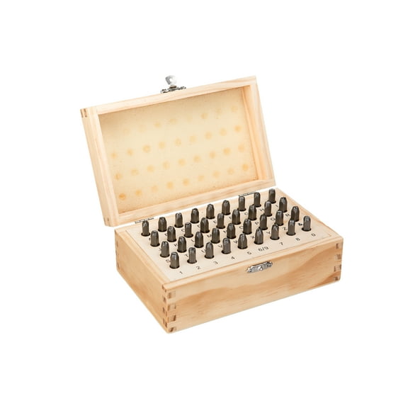 HimaPro Letter and Number Stamp Set in a Wooden Case 36PCs 40Cr Alloy Steel (3mm 1/8 inch)
