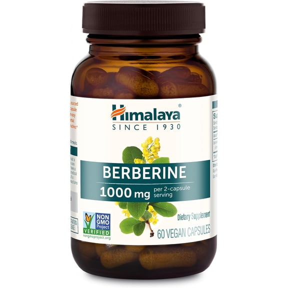 Himalaya Berberine for Metabolism & Cholesterol Support, GI Support & Immune Support, 60 Capsules