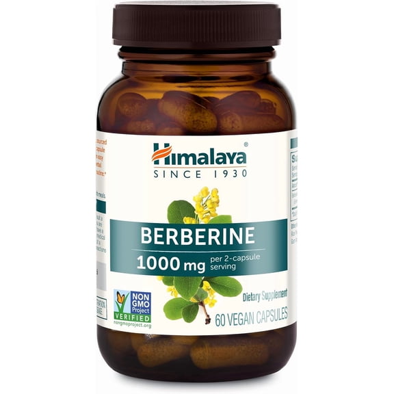 Himalaya Berberine for Metabolism & Cholesterol Support, GI Support & Immune Support, 60 Capsules