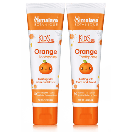 Himalaya Botanique Kids Toothpaste with Xylitol, Orange Flavor, 4 oz, 2 Pack