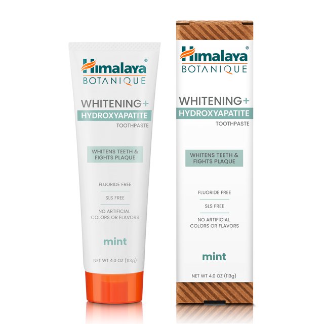 Himalaya Botanique Whitening+ Hydroxyapatite Toothpaste, Mint Flavor, Fluoride & SLS Free, 4.0