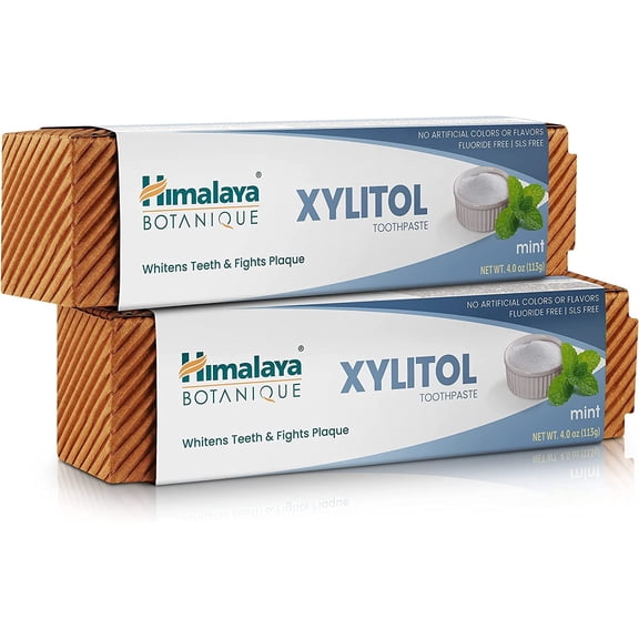 Himalaya Botanique Xylitol Toothpaste, Mint Flavor, Fluoride-Free Toothpaste, 4 oz, 2 Pack