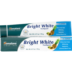 Himalaya Bright White Toothpaste, Fluoride Free to Reduce Plaque & Whiten Teeth, 6.17 oz