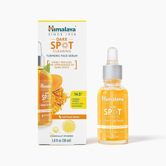 Himalaya Dark Spot Clearing Turmeric Face Serum, Visibly Reduces the Look of Dark Spots with Cold-Pressed Turmeric, Glycolic Acid & Niacinamide for Brighter-Looking Skin, 1 fl oz