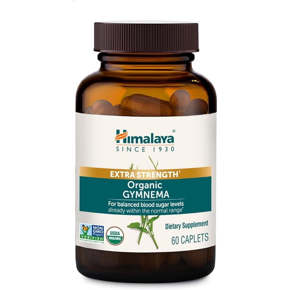 Himalaya Extra Strength Organic Gymnema Sylvestre, 30 Day Supply - Herbal Metabolism Support - USDA Organic, Additive Free, Non-GMO, Vegan, Gluten Free, 1,085 mg, 60 Caplets