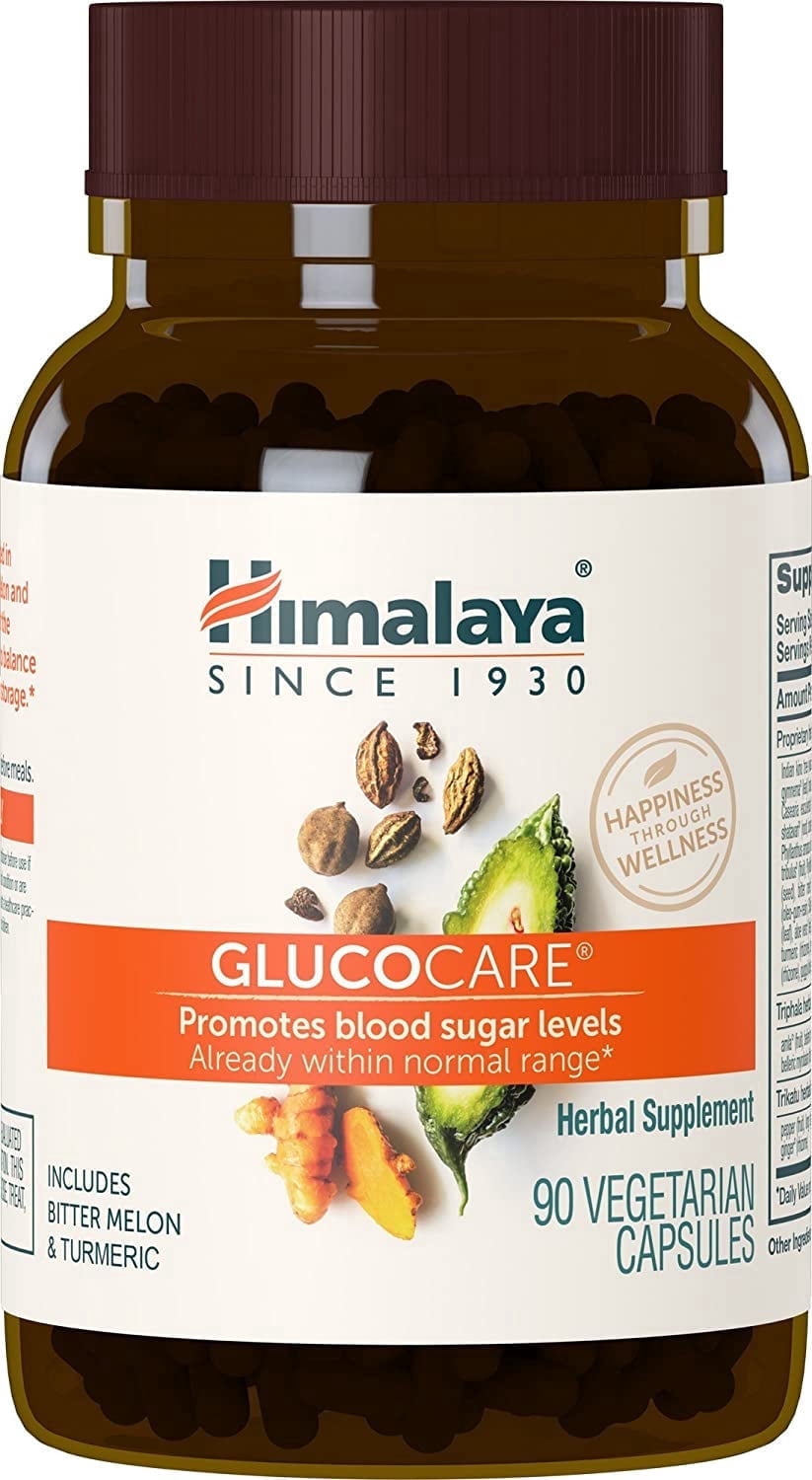 Himalaya GlucoCare Supplement, Metabolism Support, Triphala, Bitter Melon, Turmeric, Gluten Free, Vegan, 90 Capsules