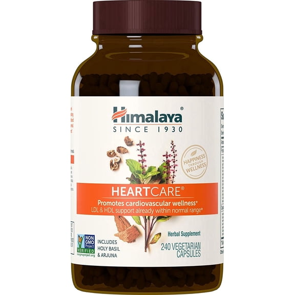 Himalaya HeartCare, Cholesterol & Blood Pressure Supplements for Cardiovascular Wellness and Heart Health, 240 Capsules