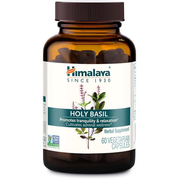 Himalaya Holy Basil Herbal Supplement, Stress Relief, Occasional Sleeplessness, Promotes Calm, 30 Capsules