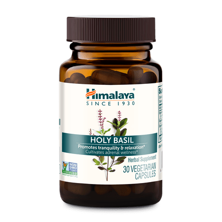 Himalaya Holy Basil Herbal Supplement, Stress Relief, Occasional Sleeplessness, Promotes Calm, 30 Capsules