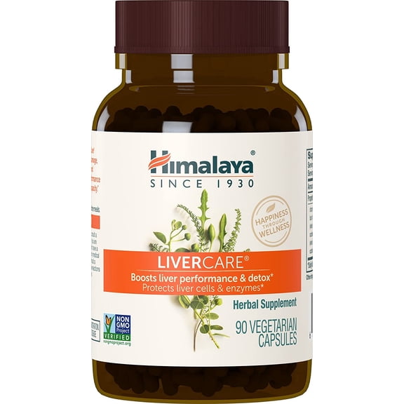 Himalaya LiverCare Supplement, Liver Cleanse Formula, Eliminates Waste, Cleansing, Vegan, Non-GMO, 90 Capsules