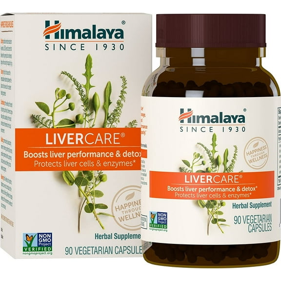 Himalaya LiverCare Supplement, Liver Cleanse Formula, Eliminates Waste, Cleansing, Vegan, Non-GMO, 90 Capsules