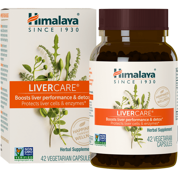Himalaya LiverCare for Total Liver Support, Cleanse and Detox, Protects Cells & Enzymes, 375 mg, 42 Capsules