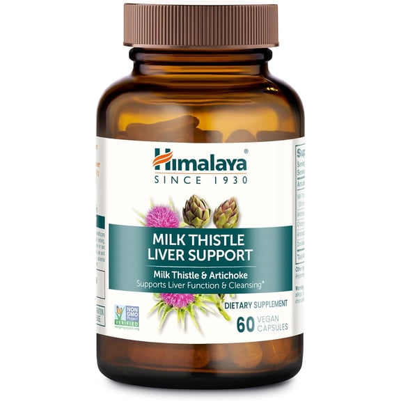 Himalaya Milk Thistle Liver Support Capsules, 60 Count, Supports Liver Function & Cleansing