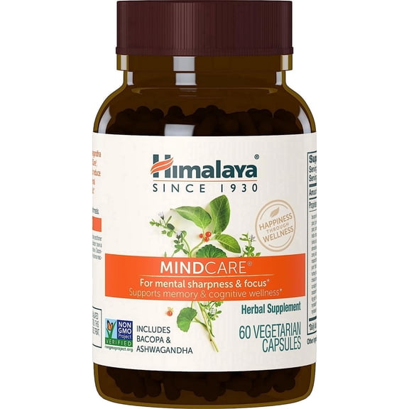 Himalaya MindCare Cognitive Support Supplement - With Bacopa, Vegan - 60 Tablets