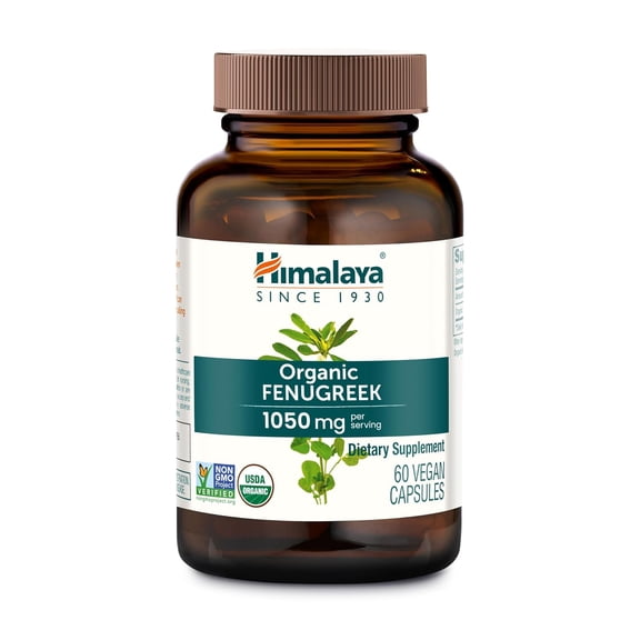 Himalaya Organic Fenugreek for Daily Wellness, Warming and Energizing Properties, 1,050 mg, 60 Vegan Capsules
