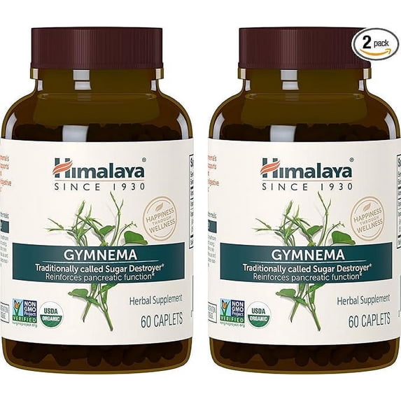 Himalaya Organic Gymnema for Glucose Metabolism Support, 700 mg, 60 Caplets, 2 Pack