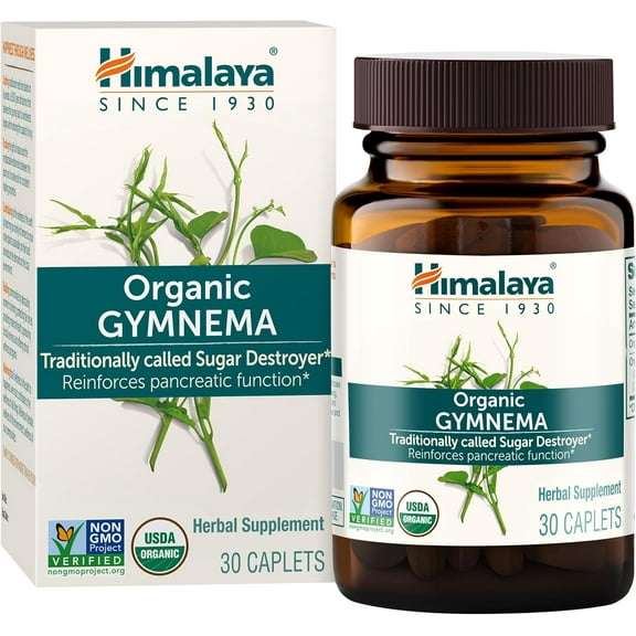 Himalaya Organic Gymnema Herbal USDA Certified Organic, Non-GMO, 700 mg, 30 Caplets