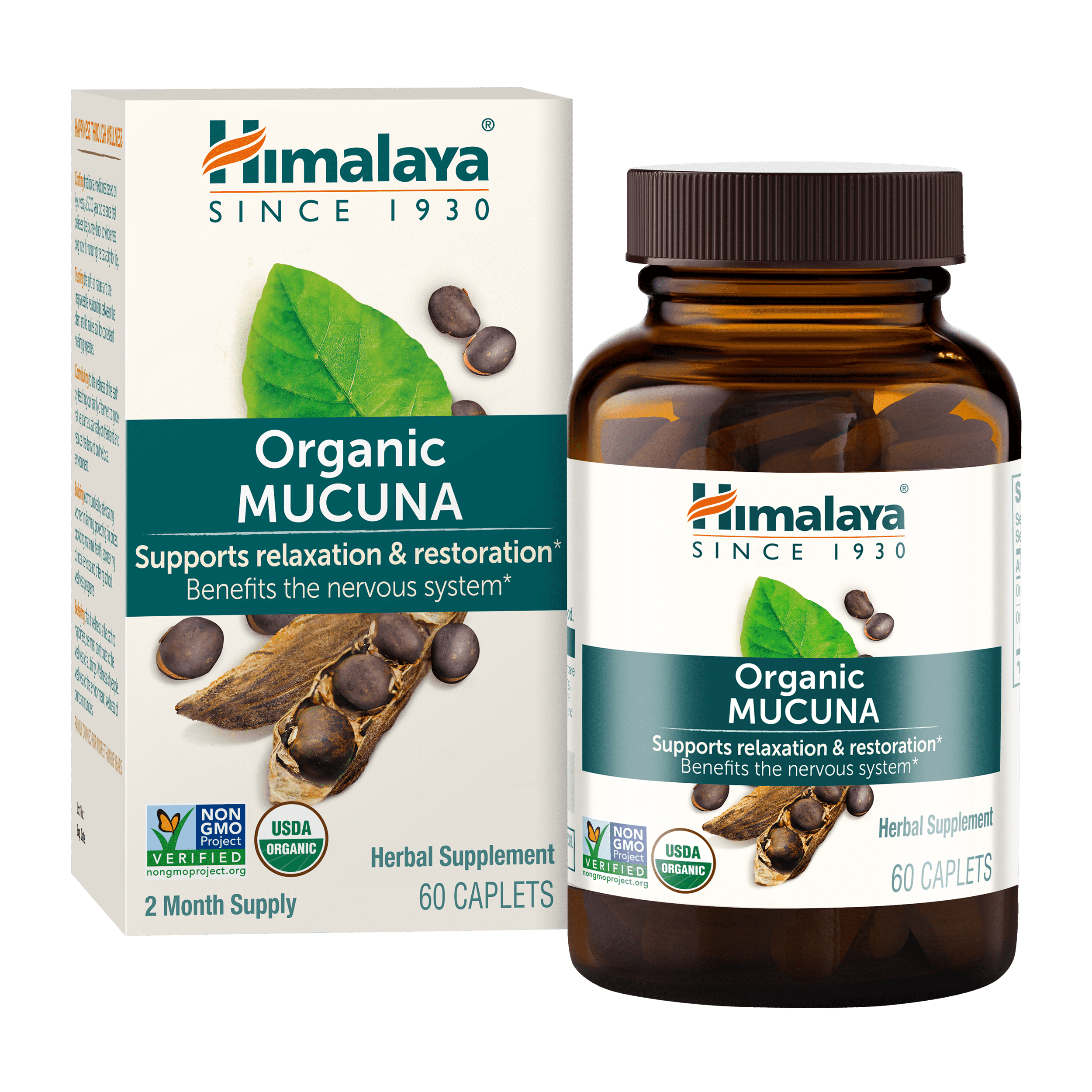 Himalaya Organic MucunaPruriens Supplement, Supports Relaxation, Tension Relief, 60 Caplets