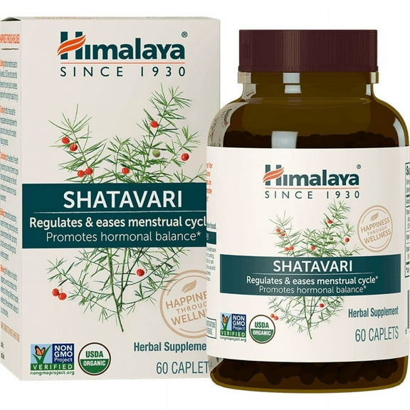 Himalaya Organic Shatavari for Menstrual and PMS Support, 1300 mg, 60 Caplets
