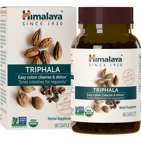 Himalaya Organic Triphala, Colon Cleanse & Digestive Supplement for Occasional Constipation, 90 Caplets, 3 Month Supply