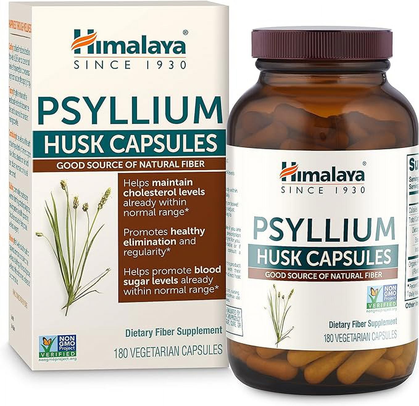 Himalaya Psyllium Husk Capsules, Natural Daily Fiber Supplement