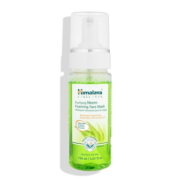 Himalaya Purifying Neem Foaming Face Wash, Soap-Free Daily Foaming Facial Cleanser with Neem & Turmeric for Deep Cleaning, Paraben-Free, Dermatologically Tested, 150 ml (5.07 oz)