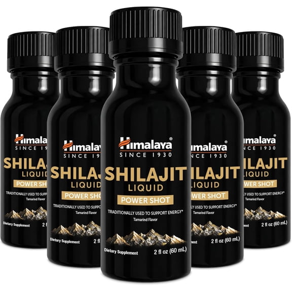 Himalaya Shilajit Liquid Power Shot Herbal Energy Boosting Shots Tamarind Flavored Liquid Superfood for Energy Support 2 oz Bottle, 6-Pack