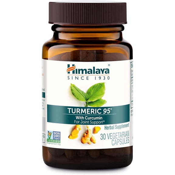 Himalaya Turmeric 95 Supplement with Curcumin/Curcuminoids, Joint and Muscle Support, Flexibility, 30 Capsules
