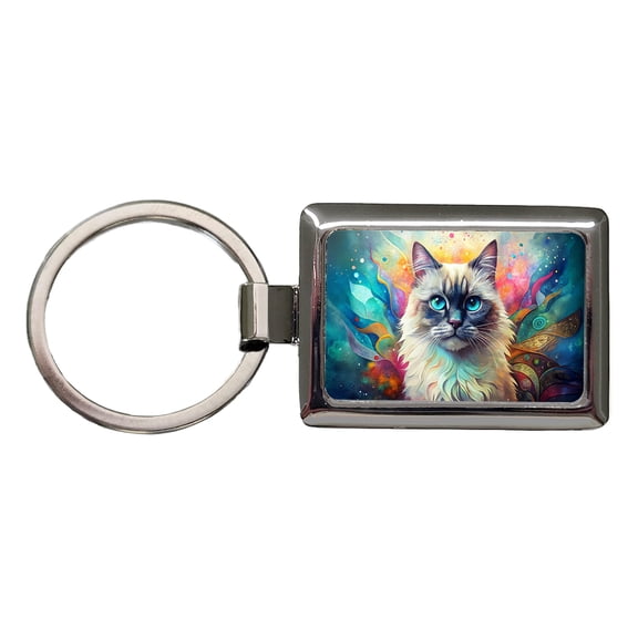 Himalayan Cat Abstract Art Metal Rectangle Keychain