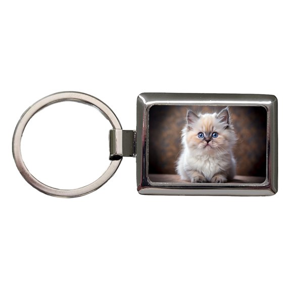 Himalayan Cat Kitten Photo Metal Rectangle Keychain