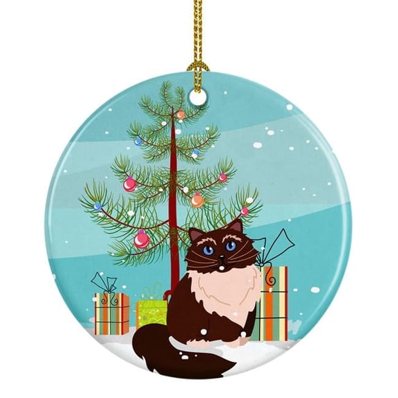 Himalayan Cat Merry Christmas Tree Ceramic Ornament