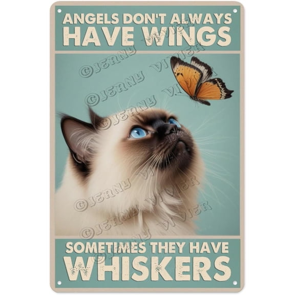 Himalayan Cat Rustic Aluminum Sign 8x12 Inches - Adorable Long-Haired Cat Decor, Ideal for Home Interiors, Countryside Houses, and Pet Lovers