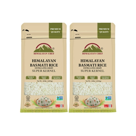 Himalayan Chef Basmati Rice, Extra Long Grain, 10 lbs./Each, Pack of 2