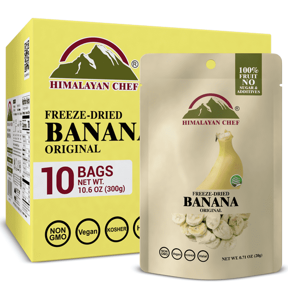 Himalayan Chef Freeze-Dried Fruit, Freeze-Dried Banana Crisp, 20g/EACH 10 Bags | Healthy Snacks, Organic Fruit Snacks | Dried Fruit, Ideal Snacks for Kids & Adult