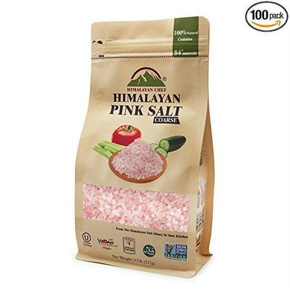 Himalayan Chef Himalayan Pink Salt-Coarse (Stand up Bag w/ Window), 0.5 lb (227 g)