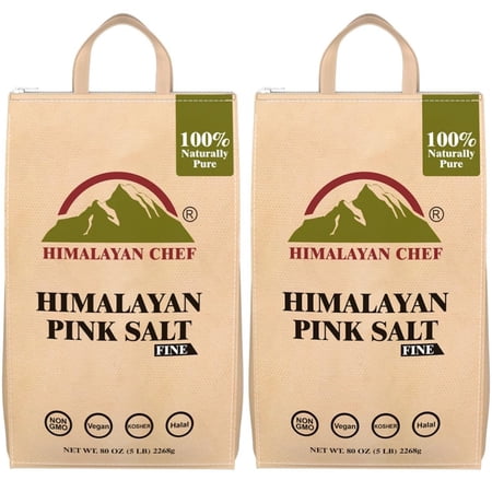 Himalayan Chef Pink Salt, Fine Grain, 10 lbs (2x 5 lbs Bags) | Non-GMO, Gluten-Free | Ideal for Cooking & Seasoning