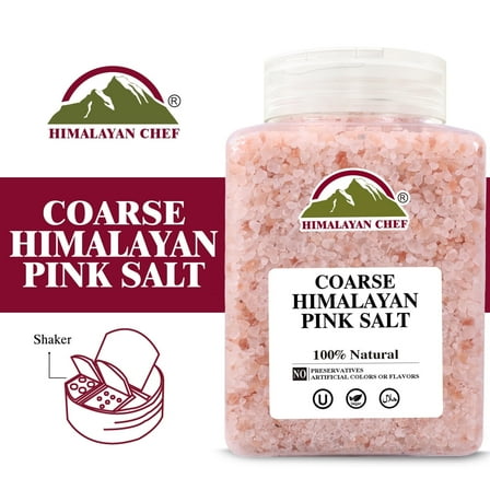 Himalayan Chef Pink Himalayan Salt Coarse Grain, Plastic Jar for Grinder Refills, 5 lbs