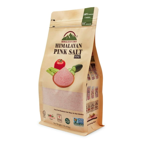 Himalayan Chef Pink Himalayan Salt, Fine AIS1Grain - 1 lbs (1 Pound Bag)