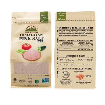 Himalayan Chef Pink Salt Fine, 100% Natural & Organic, 2 lbs, Craft Bag