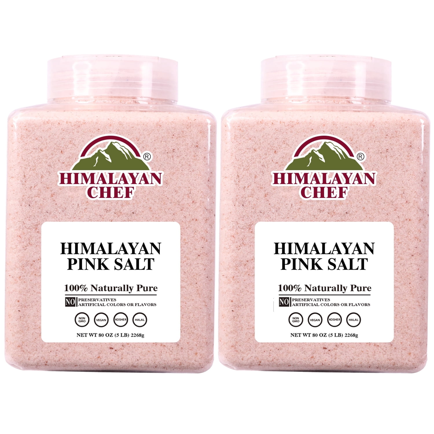 Himalayan Chef Pink Salt – Fine Grain, All Natural, 5 lbs, Pack of 2, No  Allergens